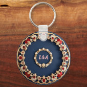 Elegant Bloemornamentontwerp Sleutelhanger (Voorkant)