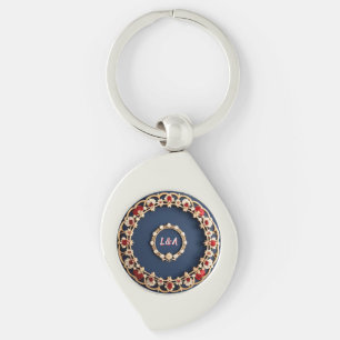 Elegant Bloemornamentontwerp Sleutelhanger