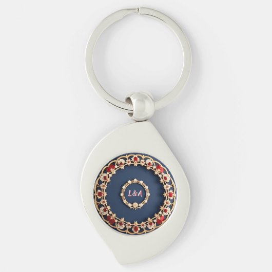 Elegant Bloemornamentontwerp Sleutelhanger (Voorkant)