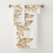 Elegant Bloempatroon aangepaste naam handdoek set (Insitu)