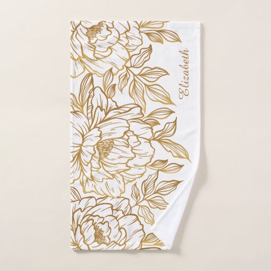 Elegant Bloempatroon aangepaste naam handdoek set (Handdoek)