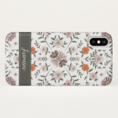 Elegant Bloempatroon Aangepaste Naam iPhone Case X (Achterkant (horizontaal))