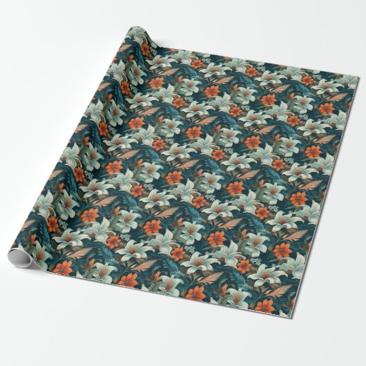 Elegant Bloempatroon Bloemen Cadeaupapier (Uitgerold)