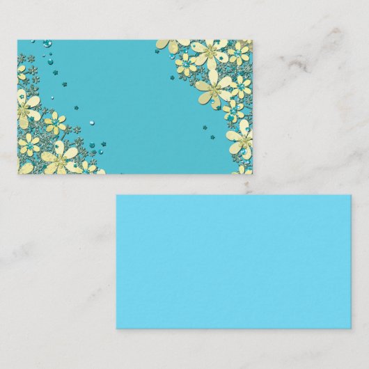 Elegant, bloempatroon, gele bloemen visitekaartje (Voorkant / Achterkant)