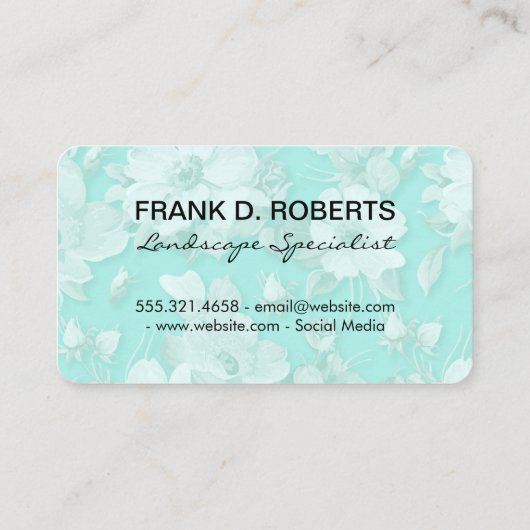 Elegant Bloempatroon Groen en Kolibrie Visitekaartje (Achterkant)