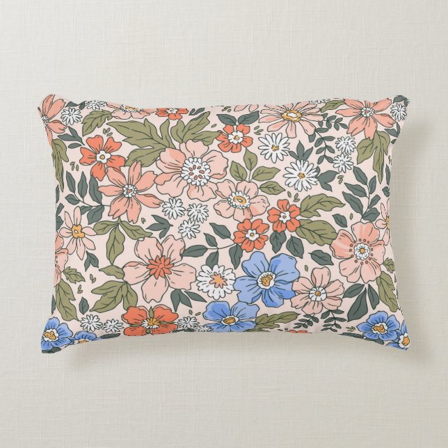 Elegant bloempatroon in handbloemen  accent kussen (Voorkant)