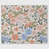 Elegant bloempatroon in handbloemen  cadeaupapier (Vlak)