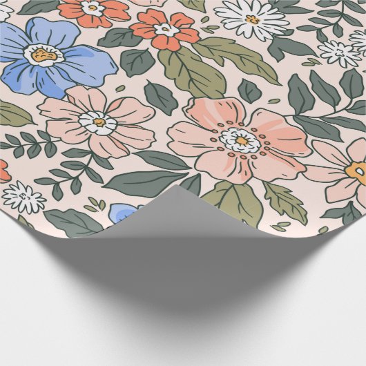 Elegant bloempatroon in handbloemen cadeaupapier (Hoek)