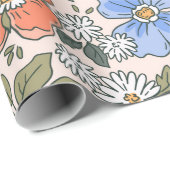 Elegant bloempatroon in handbloemen  cadeaupapier (Rol Hoek)