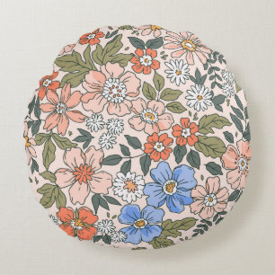 Elegant bloempatroon in handbloemen  rond kussen