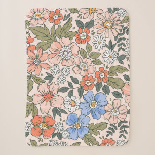 Elegant bloempatroon in handbloemen sherpa deken