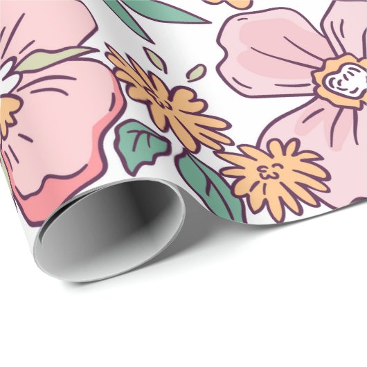 Elegant bloempatroon in kleine handtekenbloem. cadeaupapier (Rol Hoek)