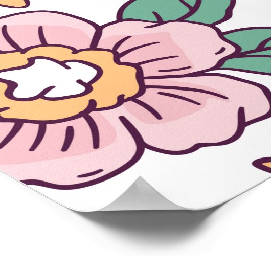 Elegant bloempatroon in kleine handtekenbloem. poster (Hoek)