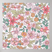 Elegant bloempatroon in kleine handtekenbloem. poster (Voorkant)