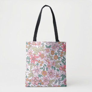 Elegant bloempatroon in kleine handtekenbloem. tote bag