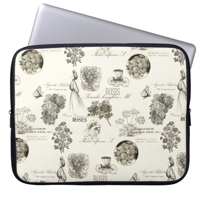 Elegant  bloempatroon laptophoes laptop sleeve (Voorkant)