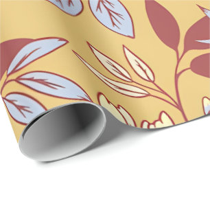 Elegant bloempatroon met rode en blauwe bladeren cadeaupapier
