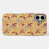 Elegant bloempatroon met rode en blauwe bladeren Case-Mate iPhone case (Achterkant (horizontaal))