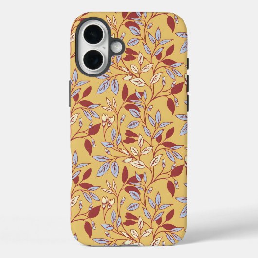 Elegant bloempatroon met rode en blauwe bladeren Case-Mate iPhone case (Achterkant)