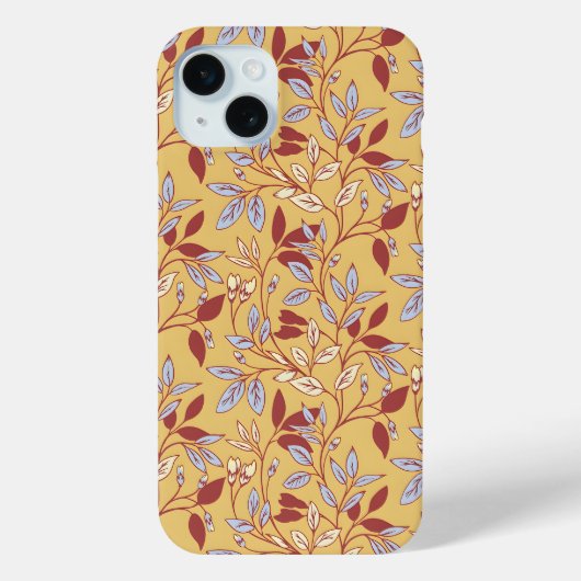 Elegant bloempatroon met rode en blauwe bladeren Case-Mate iPhone case (Achterkant)