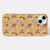Elegant bloempatroon met rode en blauwe bladeren Case-Mate iPhone case (Achterkant (horizontaal))