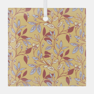 Elegant bloempatroon met rode en blauwe bladeren glas ornament