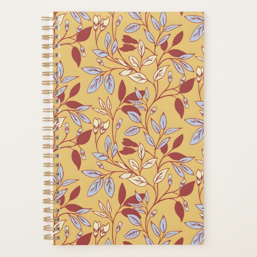 Elegant bloempatroon met rode en blauwe bladeren planner (Voorkant)