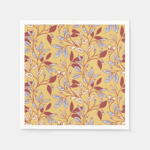 Elegant bloempatroon met rode en blauwe bladeren servet