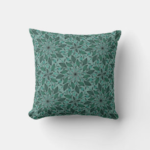 Elegant bloempatroon met rode en blauwe bladeren T Kussen