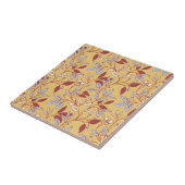 Elegant bloempatroon met rode en blauwe bladeren tegeltje (Zijkant)