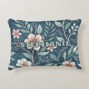 Elegant Bloempatroon met Roze & Crème Bloesems Accent Kussen