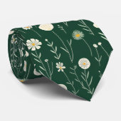 Elegant bloempatroon op donkergroen stropdas (Opgerold)
