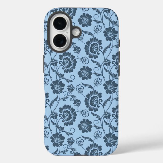 Elegant bloempatroon op lichte blauwe achtergrond Case-Mate iPhone case (Achterkant)