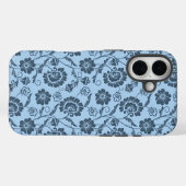 Elegant bloempatroon op lichte blauwe achtergrond Case-Mate iPhone case (Achterkant (horizontaal))