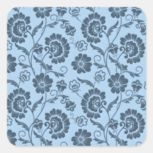 Elegant bloempatroon op lichte blauwe achtergrond vierkante sticker