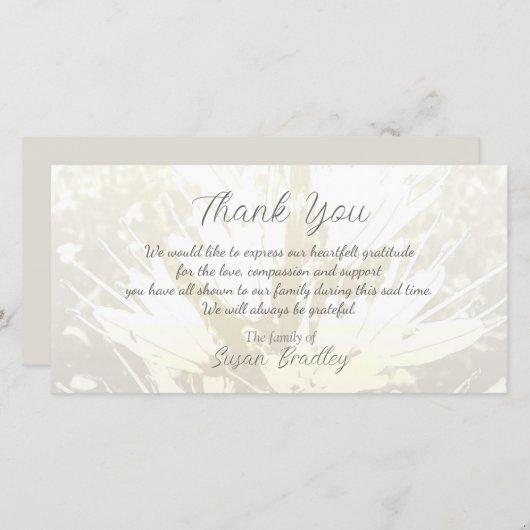 Elegant Bloempatroon Sympathie Dank u P kaart 2 (Voorkant / Achterkant)