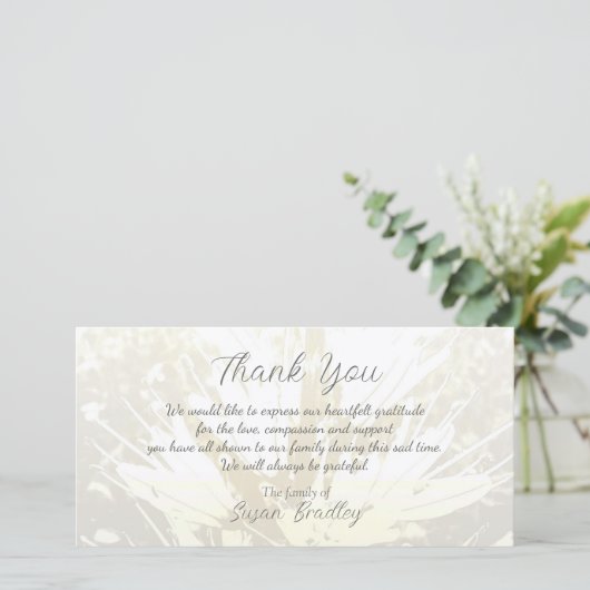 Elegant Bloempatroon Sympathie Dank u P kaart 2 (Staand voorkant)