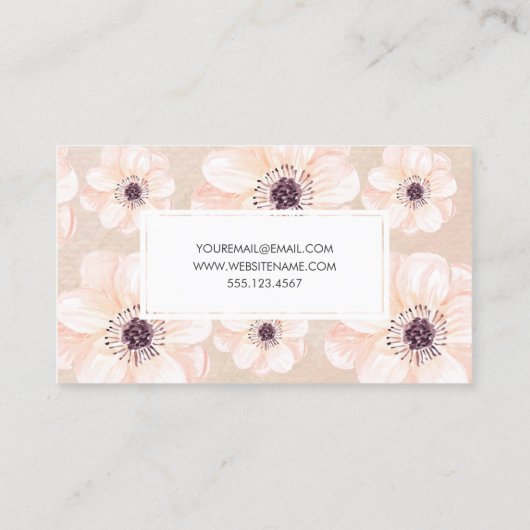 Elegant bloemperzikpatroon visitekaartje (Achterkant)
