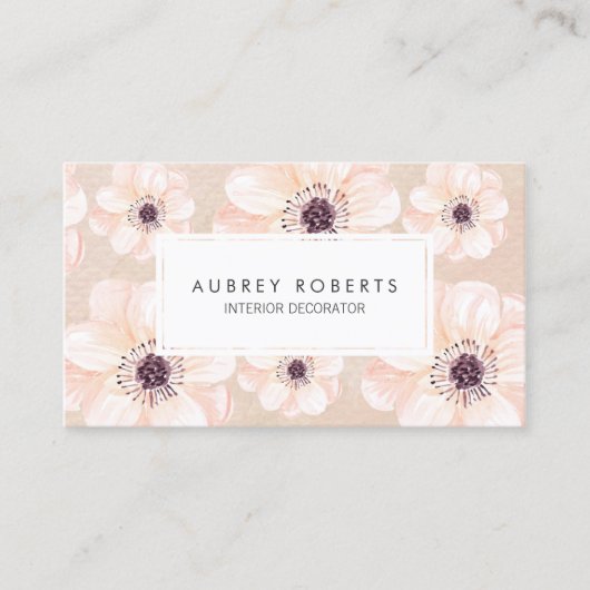 Elegant bloemperzikpatroon visitekaartje (Voorkant)