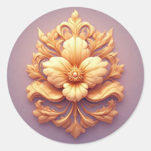 Elegant bloemreliëfdesign met sierlijke details ronde sticker