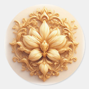 Elegant bloemreliëfdesign met sierlijke details ronde sticker