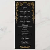 Elegant bloemrijk gotisch huwelijksprogramma menu (Achterkant)