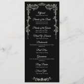 Elegant bloemrijk gotisch huwelijksprogramma menu (Achterkant)
