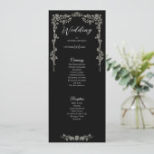 Elegant bloemrijk gotisch huwelijksprogramma menu (Staand voorkant)
