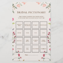 Elegant Bloemrijk Roze & Groen Bruids Pictionary S