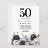 Elegant Bloemrijke 50e Verjaardagsfeest Kaart (Voorkant)