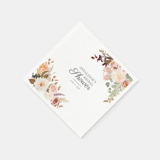 Elegant Bloemschrift Bruiloftspapier Servet (Hoek)