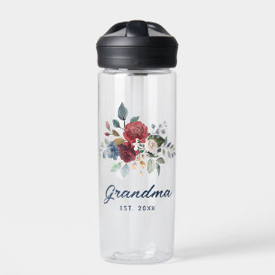 Elegant Bloemscript Botanische Oma Custom Waterfles