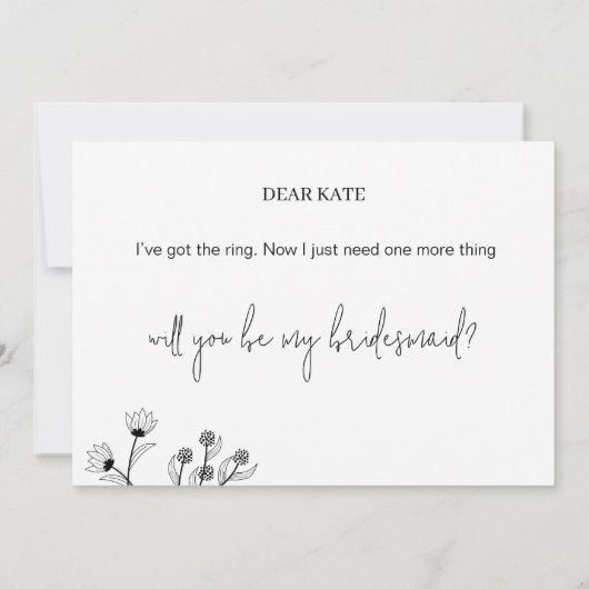 Elegant Bloemstuk "Wil mijn bruidsmeisje zijn" voo Kaart (Achterkant)