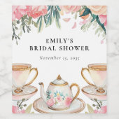 Elegant Bloemthee Bruiloft Borrel Wijn Etiket (Enkel label)